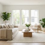 Bright comfortable living room kept cool in summer